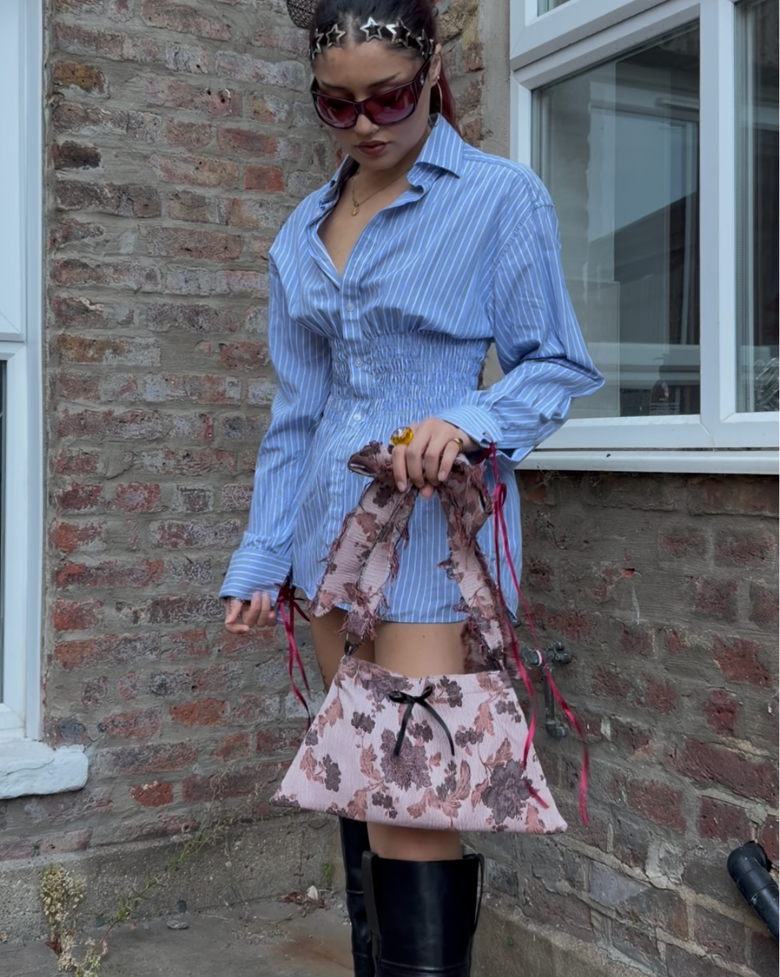Jacquard Bow Handbag