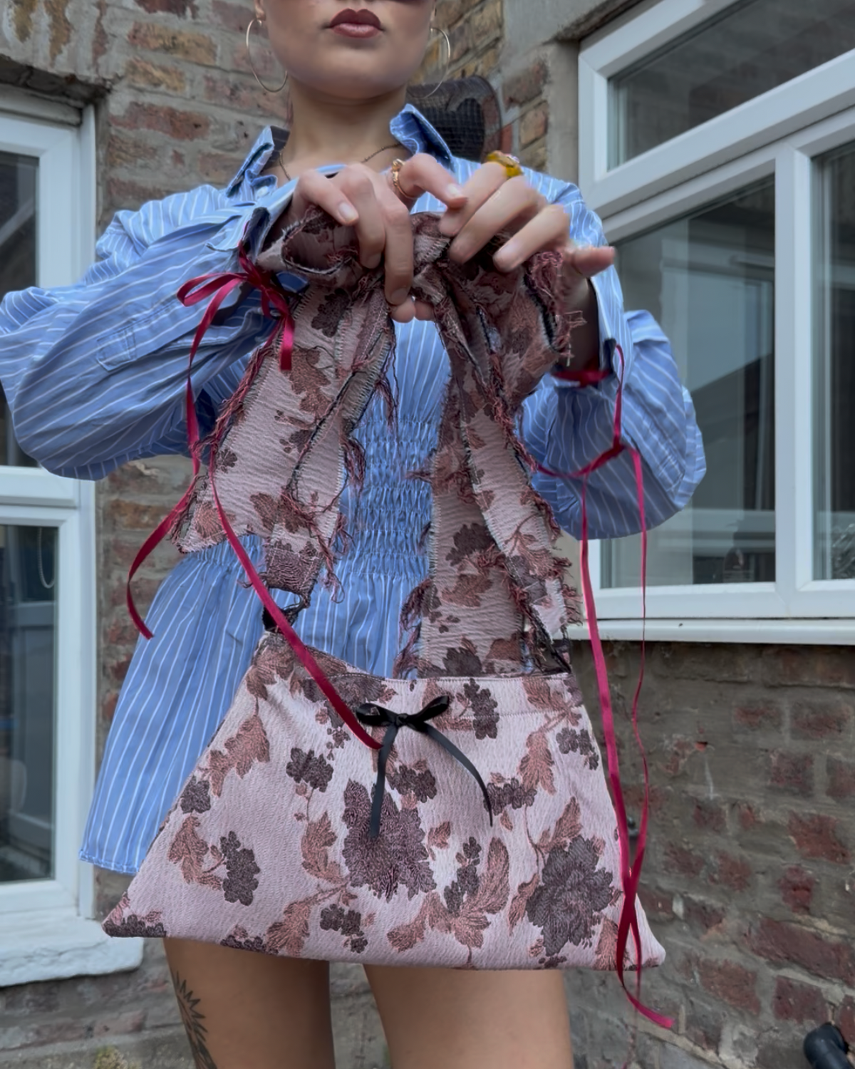 Jacquard Bow Handbag